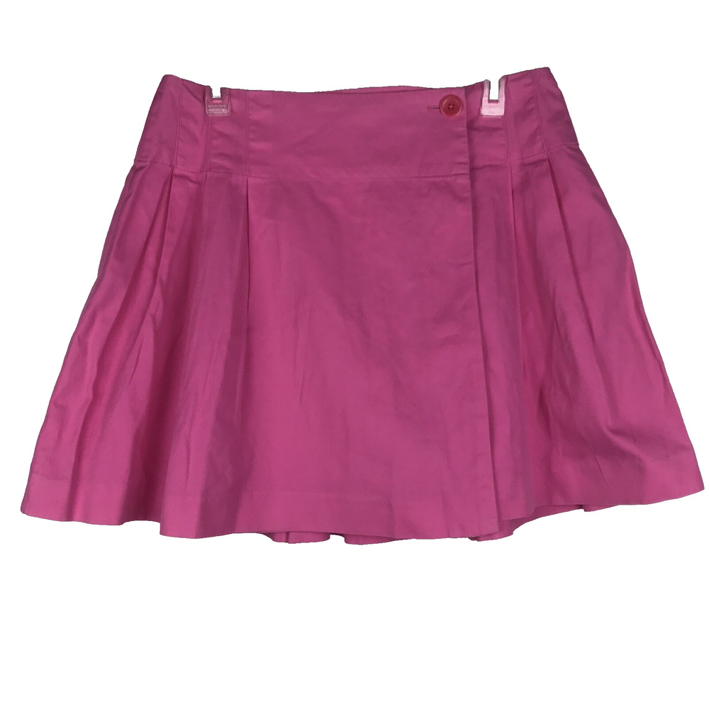 Lilly Pulitzer White Label Mini Skirt Pink Pleated Wrap Cotton Size 10